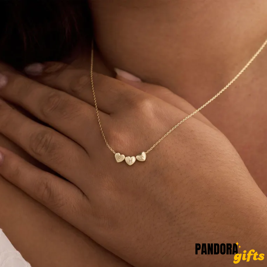 Tiny 3D Initial Heart Charm Necklace, Custom Gold Letter Necklace