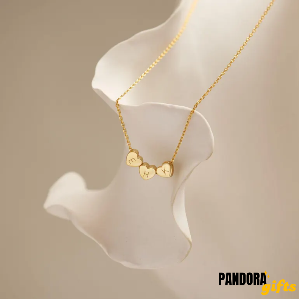 Tiny 3D Initial Heart Charm Necklace, Custom Gold Letter Necklace