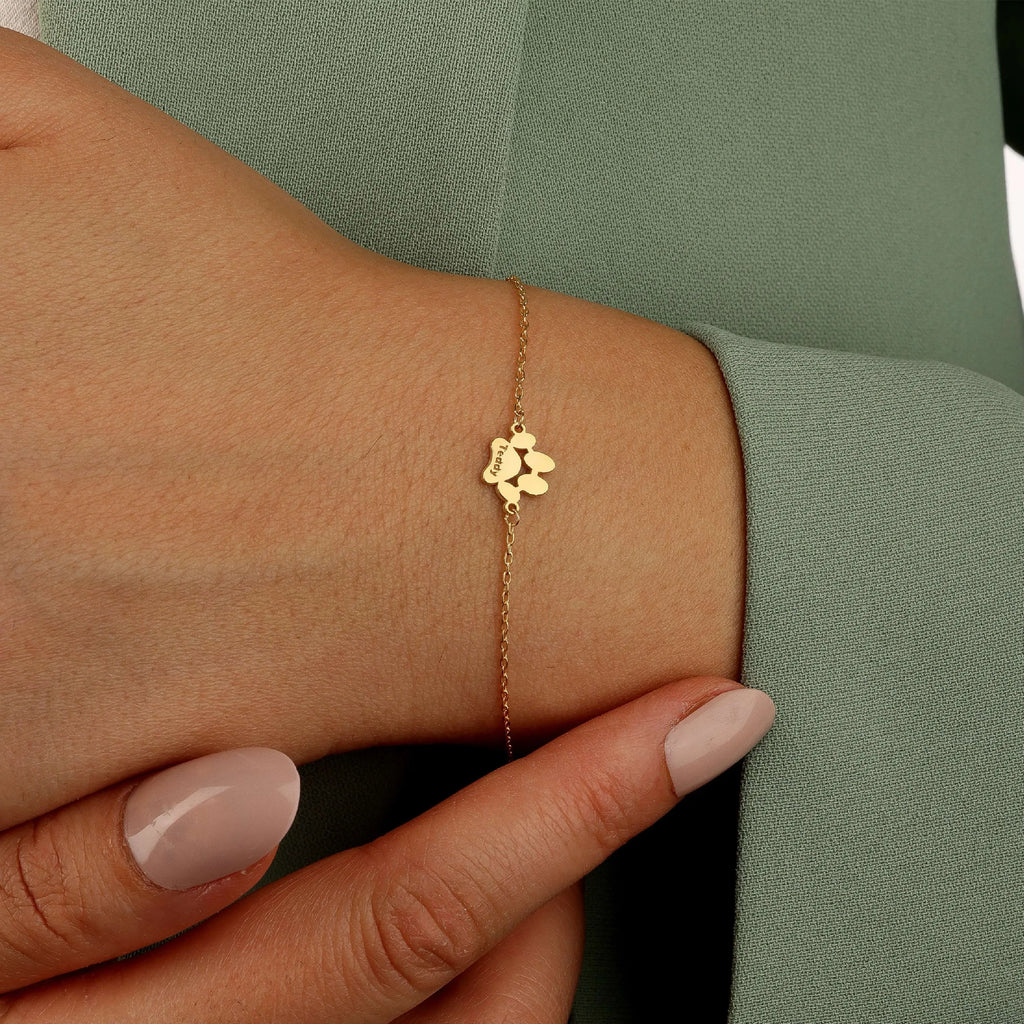 Personalized Paw Print Name Bracelet