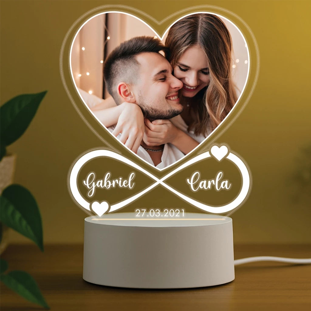 Personalized Infinite Heart Lamp My Sky - Romantic Gift for Couples, Lovers, Family Decoration