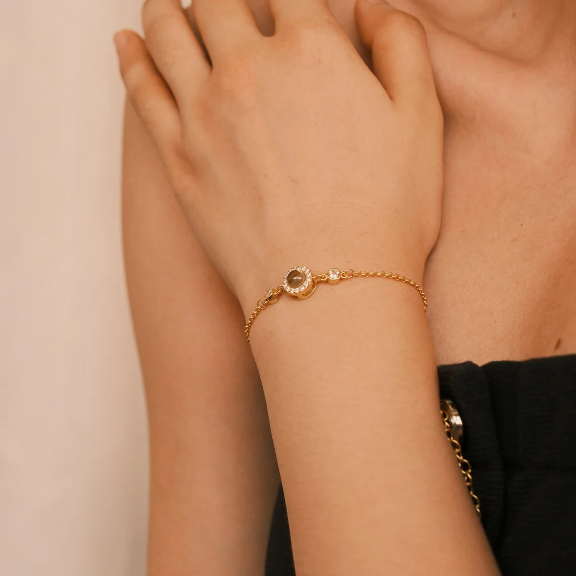 Custom Photo Projection Bracelet with Birthstone, Photo Memorial Bracelet, Bubble Bracelet, Picture Inside, Best Friend Gift, Christmas Gift