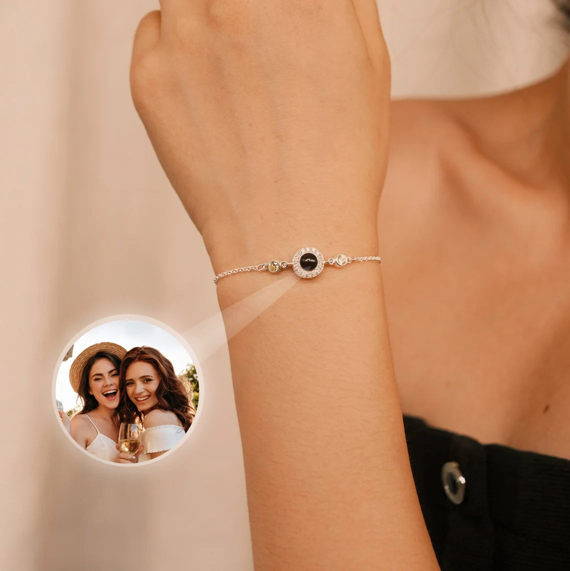 Custom Photo Projection Bracelet with Birthstone, Photo Memorial Bracelet, Bubble Bracelet, Picture Inside, Best Friend Gift, Christmas Gift