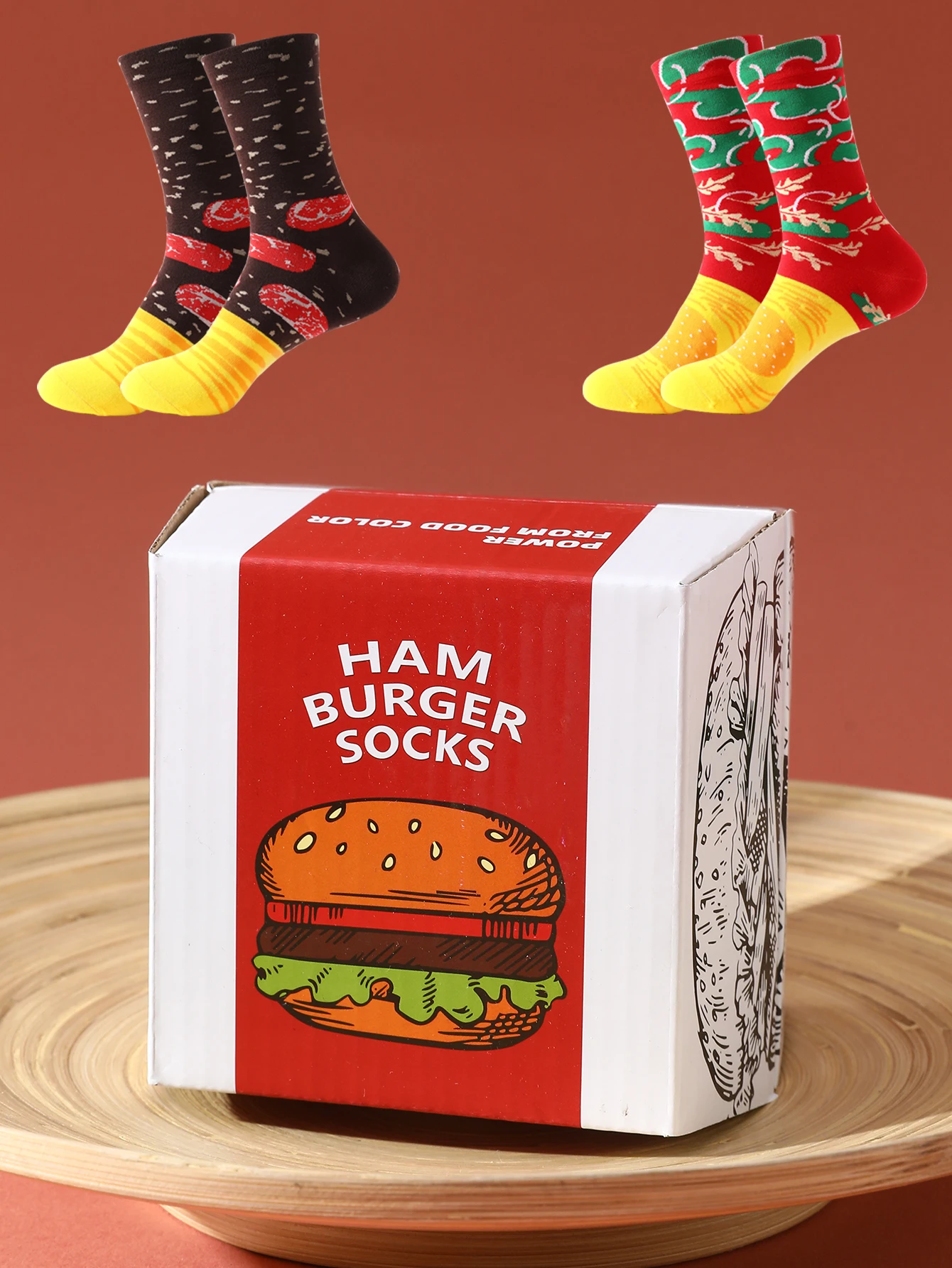 2 pairs of Hamburger Socks - A gift for any occasion