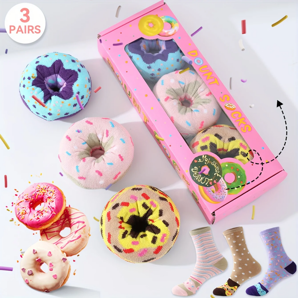 3 pairs of Donut Socks - A gift for any occasion